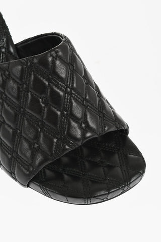 Quilted Leather Open-Toe Mules 9cm