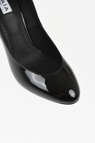 Patent Leather Pumps with Ankle Strap and Stiletto Heel 10cm