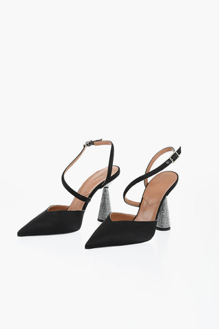 Satin Pumps ARYA with 9cm Kitten Heel encrusted with Crystals