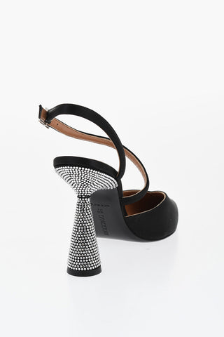 Satin Pumps ARYA with 9cm Kitten Heel encrusted with Crystals