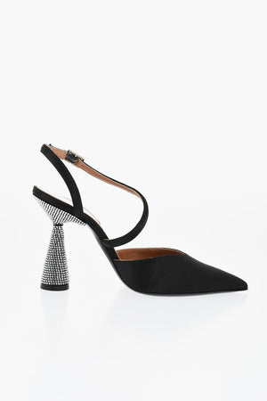 Satin-Pumps ARYA mit 9 cm Kittenabsatz, besetzt mit Kristallen