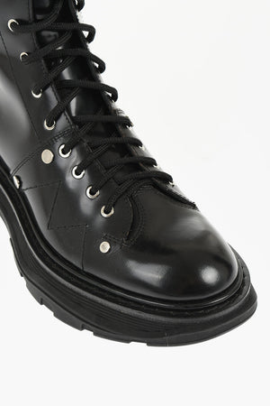 Brushed Leather Under the Knee Combat Boots