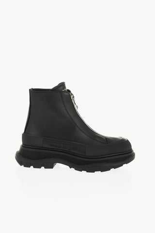 Stivaletti Zip-up in Pelle con Suola Chunky
