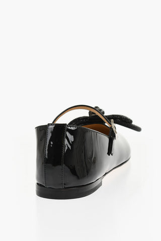 에나멜 메리 제인 발레 플랫, 보석 장식 리본