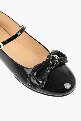 에나멜 메리 제인 발레 플랫, 보석 장식 리본