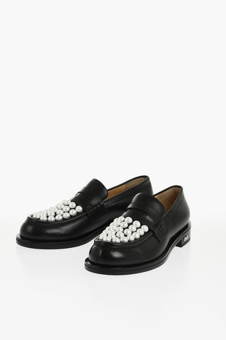 Leather SIRENE Penny Loafers with Beads
