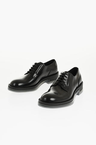 Scarpe Derby in Pelle con Suola in Gomma Trasparente