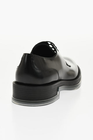 Scarpe Derby in Pelle con Suola in Gomma Trasparente