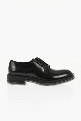 Scarpe Derby in Pelle con Suola in Gomma Trasparente