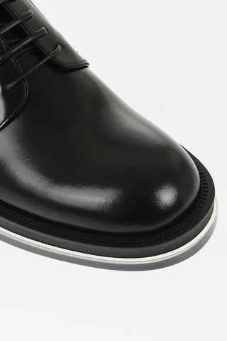 Scarpe Derby in Pelle con Suola in Gomma Trasparente