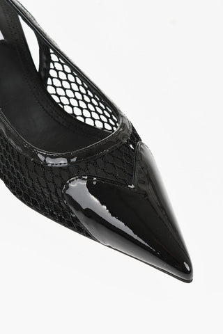 Slingbacks in Rete con Dettagli in Vernice 5cm