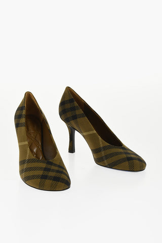 Tartan Patterned Canvas Pumps with Covered Heel 9cm