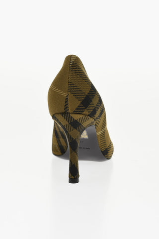 Tartan Patterned Canvas Pumps with Covered Heel 9cm