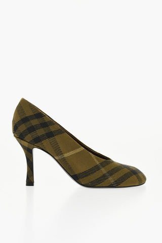 Tartan Patterned Canvas Pumps with Covered Heel 9cm
