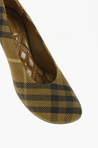 Tartan Patterned Canvas Pumps with Covered Heel 9cm
