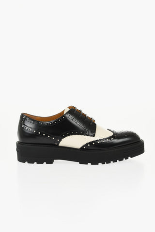Two Tone Leather TEDDY Derby Shoes with Brogue Finish