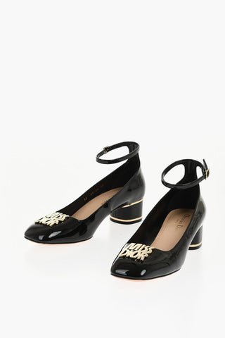 Patent Leather MISS DIOR Pumps with Ankle Strap 4cm