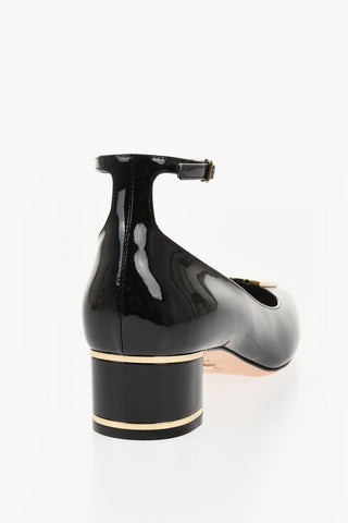 Patent Leather MISS DIOR Pumps with Ankle Strap 4cm