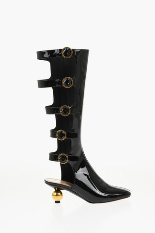 Patent Leather IDOL Boots with Statement Heel and Cut-outs 6cm