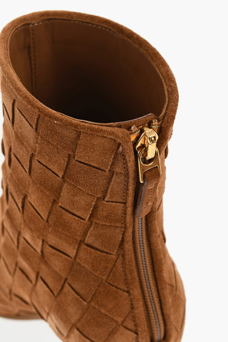 Stivaletti in Suede Intrecciato con Zip Posteriore 7cm