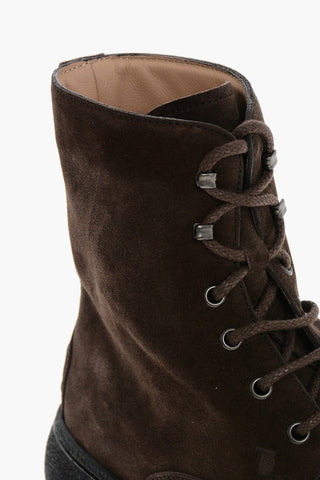 Suede Lace-up Booties with Rubber Sole