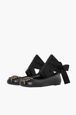 Lace-up GIOIA Ballet Flats with Front Logo