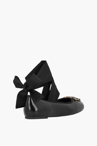 Lace-up GIOIA Ballet Flats with Front Logo