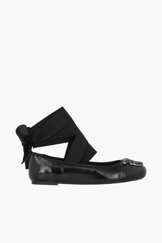 Lace-up GIOIA Ballet Flats with Front Logo