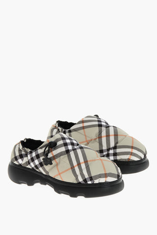 퀼티드 뮬 PUFFY 타탄 패턴