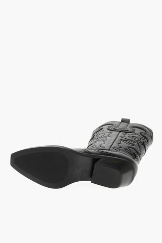 Eco-Leather Western Boots with Embroidery 4cm