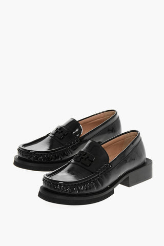 Eco-Patent Leather Loafers with Front Logo