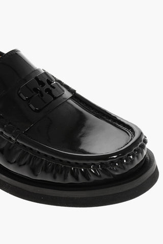 Eco-Patent Leather Loafers with Front Logo