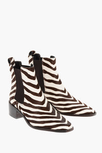 Stivaletti Chelsea in Cavallino con Motivo Zebrato 5cm