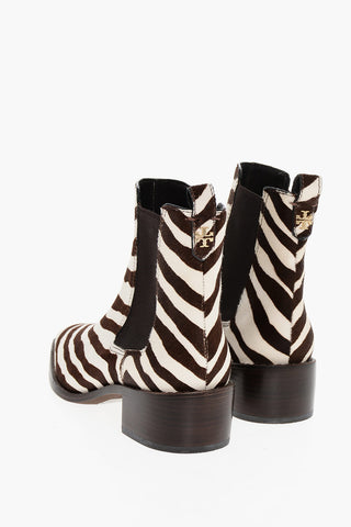 포니 헤어 첼시 부츠 제브라 패턴 5cm