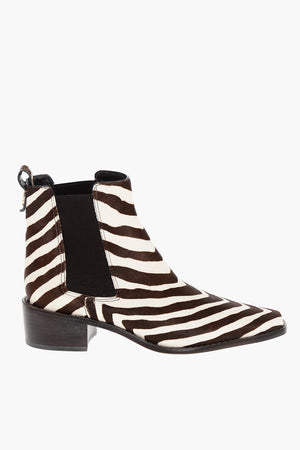 Chelsea-Stiefeletten aus Ponyfell mit Zebramuster 5 cm