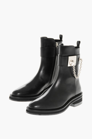 Leather PARMA Booties with Chain Detail