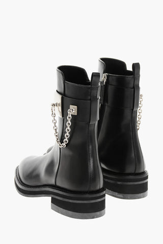 Leather PARMA Booties with Chain Detail