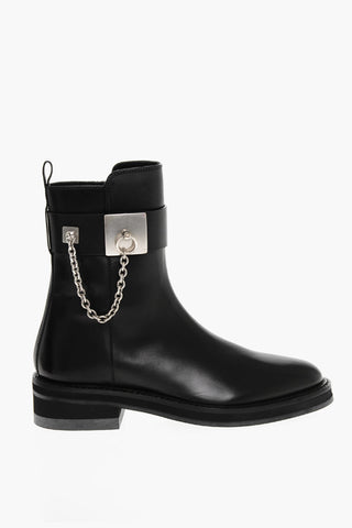 Leather PARMA Booties with Chain Detail