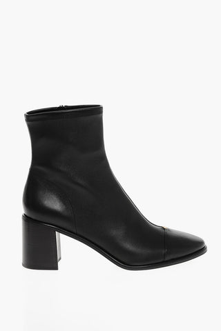 Leather Ankle Boots CAP-TOE with Inner Zip 7cm