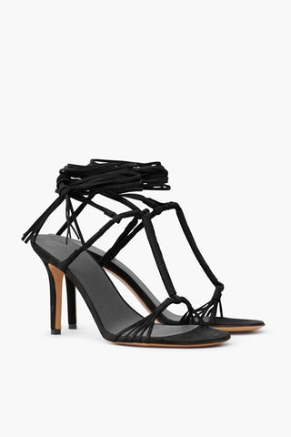 Suede T-Bar Sandals MACRAME 9cm