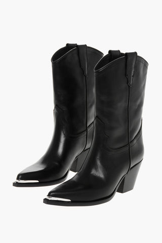 Leder Western-Stiefeletten CLARA mit Spitzer Spitze 7cm