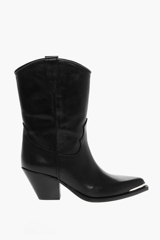 Leder Western-Stiefeletten CLARA mit Spitzer Spitze 7cm