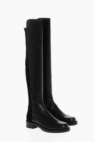 Stivali Sopra al Ginocchio in Pelle con Design Pull-on
