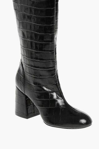 Stiefel aus geprägtem Leder mit Krokodil-Effekt 9cm