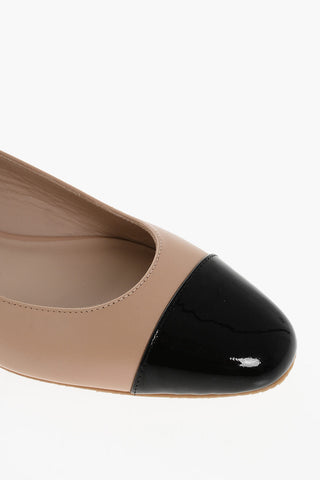 Leather PEARL Ballet Flats with Patent Contrasting Toe