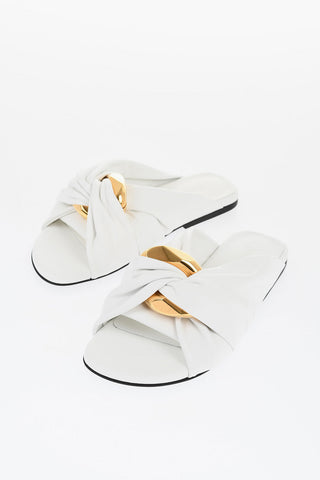 Leather Slides KNOT with Chain Detail