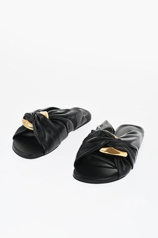 Leder-Pantoletten KNOT mit Ketten-Detail
