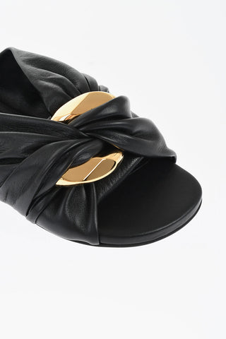 Leder-Pantoletten KNOT mit Ketten-Detail