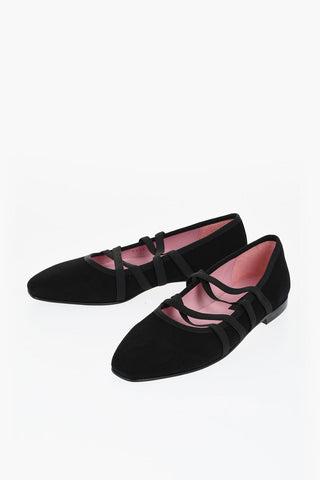 Suede Ballet Flats TUTU with Elastic Details