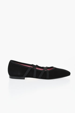 Suede Ballet Flats TUTU with Elastic Details